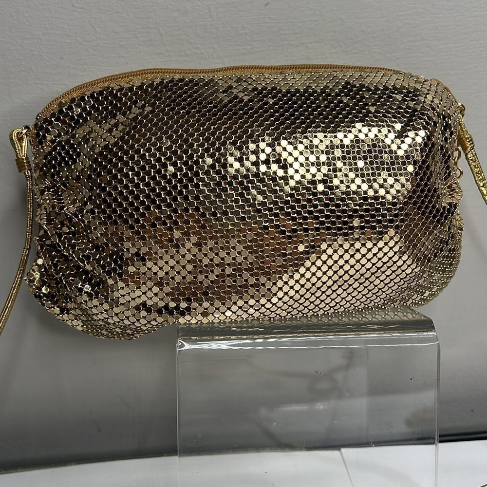Whiting and Davis Gold Chain Link Shoulder Crossbody Zip Top Bag - Picture 6 of 13
